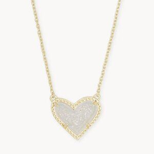 Kendra Scott Ari Heart Gold Pendant Necklace in Iridescent Drusy - NWT $75 MSRP